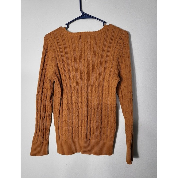 St John's Bay Cable Knit Sweater Copper Brown Long Sleeve Classic Fit L - Picture 4 of 6